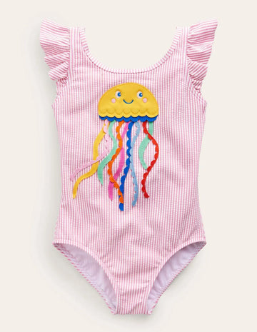 Jellyfish Appliqué Logo Flutter Sleeve Swimsuit - Mini Taylor